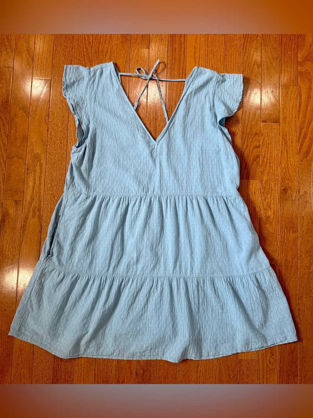 Abercrombie & Fitch Womens Large Tiered Trapeze Mini Dress Ruffle Flutter Sleeve